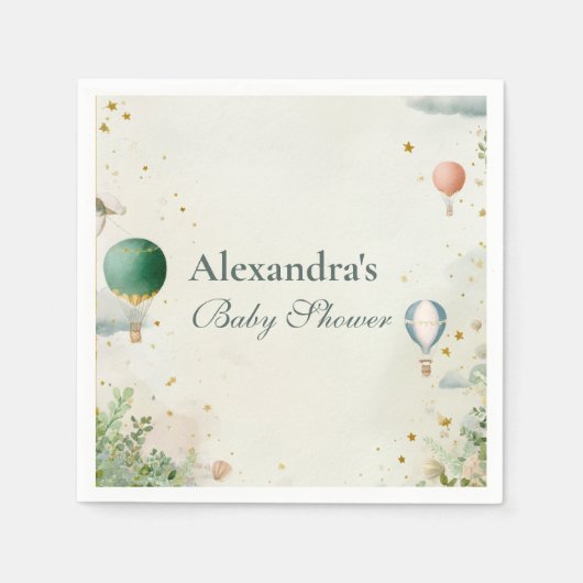 夢のような水の色のバルーン赤ちゃんシャワー スタンダードカクテルナプキン (正面)