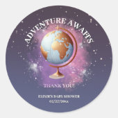 夢のような水の色の冒険が赤ちゃんのシャワーを待つ ラウンドシール (正面)