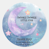 夢のような水の色twinkle小さな星の赤ちゃんシャワー ラウンドシール (正面)