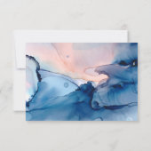 ～* 夢のような水彩の青いピンクのトレンディでモダンな色合い 出欠カード (裏面)