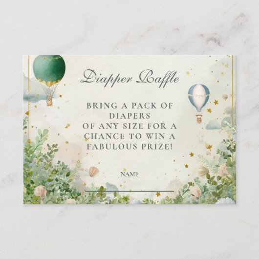 夢のような水彩風船おむつラッフル エンクロージャーカード (正面)