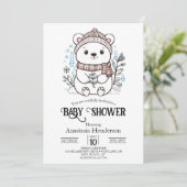 夢のような氷の極熊デジタル赤ちゃんシャワー 招待状 (スタンド正面)