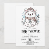 夢のような氷の極熊デジタル赤ちゃんシャワー 招待状 (正面/裏面)
