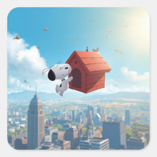 夢のような浮遊都市コミックイラスト ビーグル スクエアシール