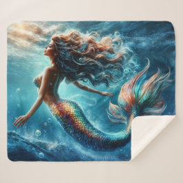 夢のような海人魚の女の子のファンタジーの生き物 シェルパブランケット