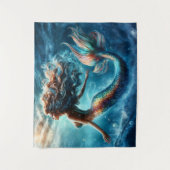 夢のような海人魚の女の子のファンタジーの生き物 タペストリー (正面)