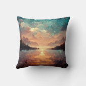 夢のような湖と夕日 |横絵画景 クッション (裏面)