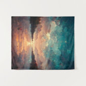 夢のような湖と夕日 |横絵画景 タペストリー (正面(横))