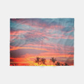 夢のような熱帯の夕日 フリースブランケット (正面(横))
