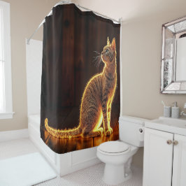 夢のような猫のアート金ゴールド猫のポートレート素敵なペット シャワーカーテン