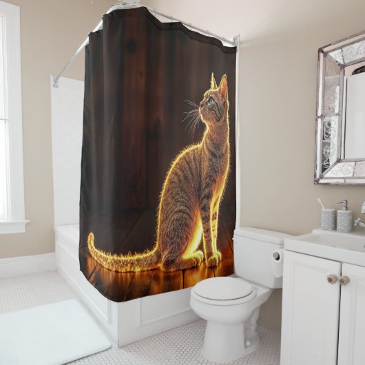 夢のような猫のアート金ゴールド猫のポートレート素敵なペット シャワーカーテン (インサイチュ)