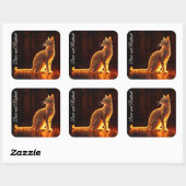 夢のような猫のアート金ゴールド猫のポートレート素敵なペット スクエアシール (シート)