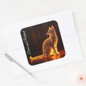 夢のような猫のアート金ゴールド猫のポートレート素敵なペット スクエアシール (封筒)