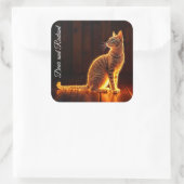 夢のような猫のアート金ゴールド猫のポートレート素敵なペット スクエアシール (バッグ)