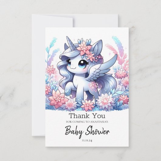夢のような甘いユニコーン赤ちゃんシャワー サンキューカード (正面)