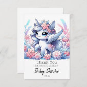 夢のような甘いユニコーン赤ちゃんシャワー サンキューカード (正面/裏面)