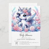 夢のような甘いユニコーン赤ちゃんシャワー 招待状 (正面/裏面)