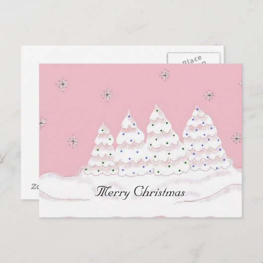 夢のような白いクリスマスツリー シーズンポストカード (正面/裏面)