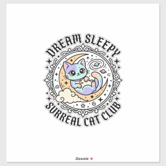 夢のような眠そうなシュール猫 おもしろ ネコ好きデザイン - シール (シート)