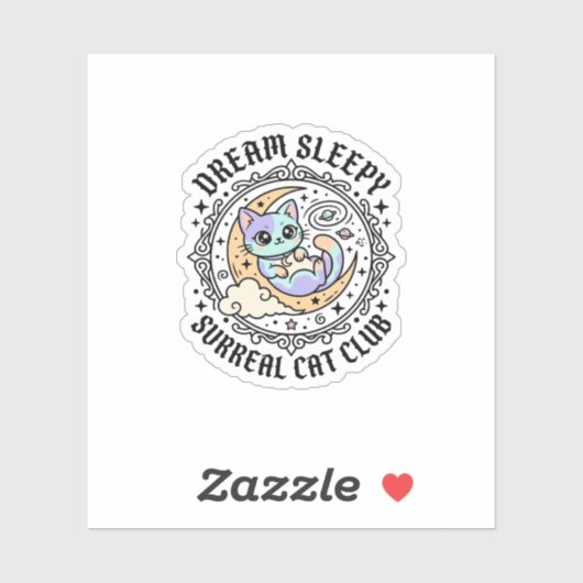 夢のような眠そうな超現実の猫 おもしろい猫好きのためのデザイン - シール (シート)