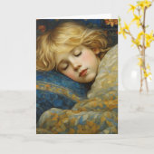 夢のような眠る子をフローラキルト カード (黄色い花)
