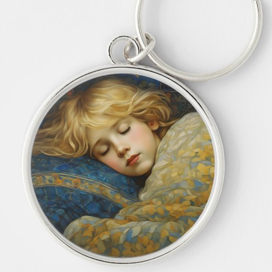 夢のような眠る子をフローラキルト キーホルダー (正面)