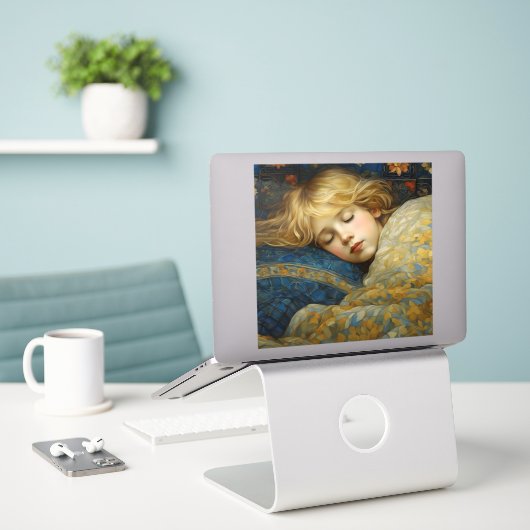 夢のような眠る子をフローラキルト シール (デスク上のノートパソコン)