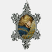 夢のような眠る子をフローラキルト スノーフレークピューターオーナメント (左)