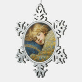 夢のような眠る子をフローラキルト スノーフレークピューターオーナメント (右)