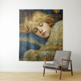 夢のような眠る子をフローラキルト タペストリー