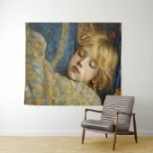 夢のような眠る子をフローラキルト タペストリー (インサイチュ(横))