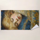 夢のような眠る子をフローラキルト ビーチタオル (正面)