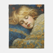 夢のような眠る子をフローラキルト フリースブランケット (正面)