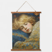 夢のような眠る子をフローラキルト 吊り下げ型タペストリー (正面)