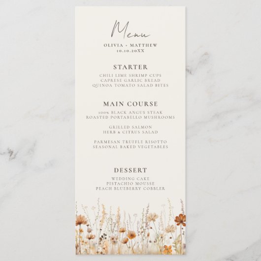 夢のような秋の野結婚花 メニュー (正面)