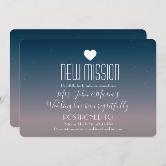 夢のような空の新しいミッション延期 招待状 (正面/裏面)