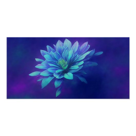 夢のような紫の霧に青い花びら ポスター (正面)