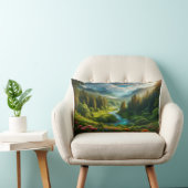 夢のような緑の印象派の川の風景 ランバークッション (椅子)