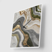 夢のような緑の大理石のデザイン スクエア壁時計 (傾斜)