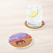 >夢のような色のフィールドで茶色 コースター (側面)