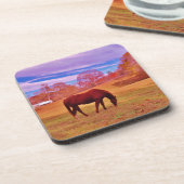 >夢のような色のフィールドで茶色 コースター (左側)