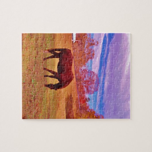 >夢のような色のフィールドで茶色 ジグソーパズル (横)