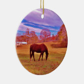 >夢のような色のフィールドで茶色 セラミックオーナメント (右)