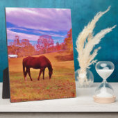 >夢のような色のフィールドで茶色 フォトプラーク (側面)