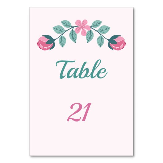 夢のような花と葉のテーブルナンバーカード テーブルナンバー (正面)