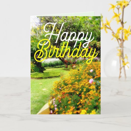 夢のような花の庭誕生日カード カード (黄色い花)