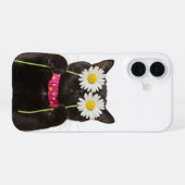 夢のような花柄の猫のケース iPhone 16ケース (裏面横)