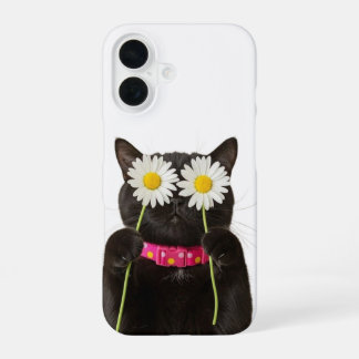 夢のような花柄の猫のケース iPhone 16ケース