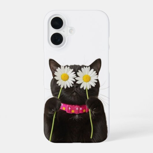 夢のような花柄の猫のケース iPhone 16ケース (裏面)