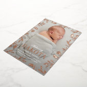 夢のような葉のフォイルモダンベビー誕生のお知らせ 箔シーズンカード (回転した状態)